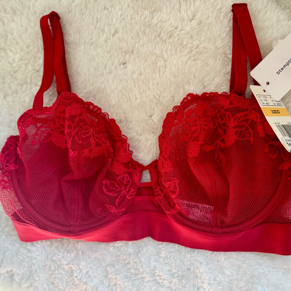 Vibrant Red Lace Bra